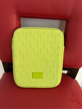 Michael Kors Neon Lime MK Embossed Zip Pouch